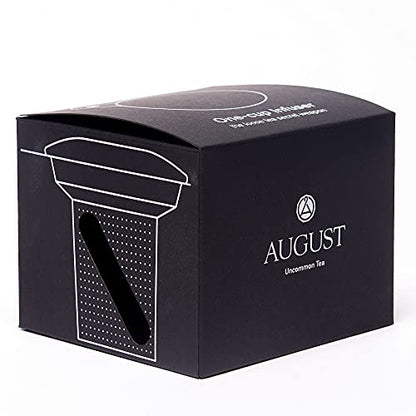 August Uncommon Tea Infuser – 18/8 Stainless Steel Mesh Tea Strainer with Silicone Lid – Extra Fine BPA Free Loose Leaf Tea Filter – Fits Most Mugs and Teapots (L 4.25" x W 4.125" x H 3.5)