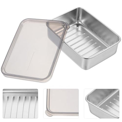 ULTECHNOVO Stainless Steel Cheese Keeper Box for Refrigerator Airtight Food Storage Container for Butter Sliced Cheese Ham and Sausage Freshness Preserving Stylish and Practical Design