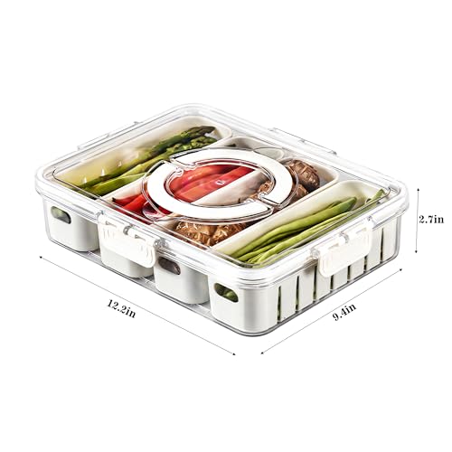 2Pack Divided Snackle Box with Lids Stackable Food Serving Tray for Fruit&Veggie Plastic Fridge Storage Container for Pantry Freezer Clear Snack Box for Meal Prep Candy Nuts Spice - size: 2Pack with 8 dividers