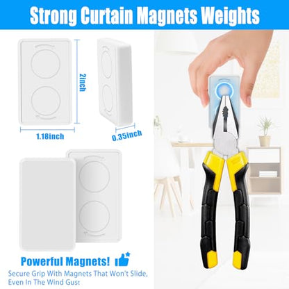 36pcs Outdoor Curtain Weights, Waterproof Magnetic Curtain Weights, Heavy Drapery Weights Bottom, Weighted Magnets for Heavy Wind, Shower Curtain, Garden Flag, Tablecloth (White, 18pairs) - color: White-36pcs