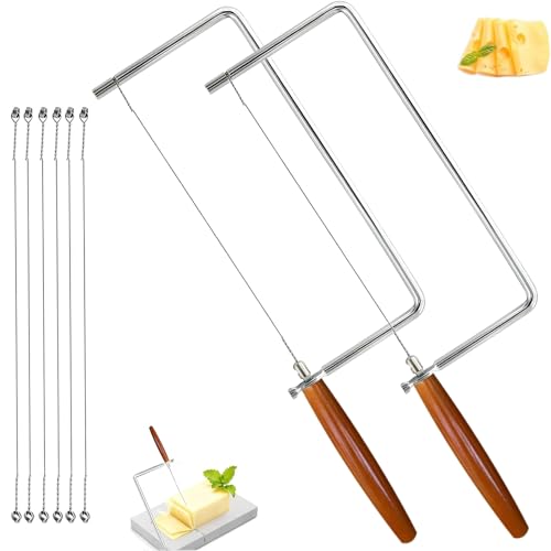 7in Cheese Slicer Kit Accessories Kitchen Knife Cheese Cutter Stainless Steel Components DIY for Making Giftable Cheese Cutting Boards with Cheese Cutter Kit,Wire Cheese Slicer (2Slicer+6Wires)7" - size: 7in