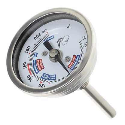 Levemolo Professional Stainless Steel Wine Thermometer 2-inch Dial with Threaded Stem Corrosion-Resistant Brewing Temperature Monitor for Personal Kettles and Wine Barrels