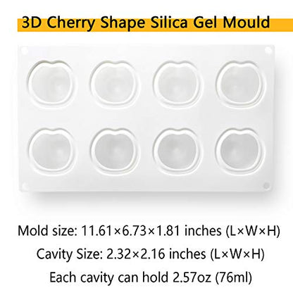 OCPO KITCHEN Cherry Silicone Mold for Baking Mousse Cake, Fruit French Dessert, Pastry, Chocolate, Cupcake, Ice Cream Mould, Cake Decoration Mold, 3D Cherry Shape (8-Cavity) - style: Cherry (8-Cavity)
