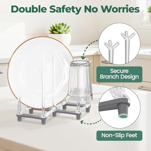 EsLuker.ly Baby Bottle Drying Rack Plastic Vertical Dryer Holder, Foldable Space Saving for 12 Milk Glass Bottle Countertop, Drain Stand Shelf for New Parents - size: 6.5 In