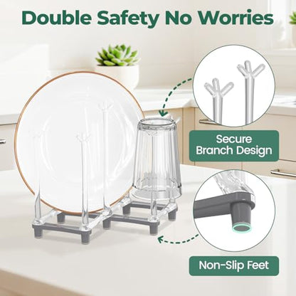 EsLuker.ly Baby Bottle Drying Rack Plastic Vertical Dryer Holder, Foldable Space Saving for 12 Milk Glass Bottle Countertop, Drain Stand Shelf for New Parents - size: 6.5 In