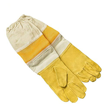 DZXZY Professional Beekeeping Gloves Hornets Premium Goatskin Leather Beekeeing Supplies with Long Canvas Protective Vented Sleeves & Elastic Cuffs.L Large - size: Large (Pack of 1)