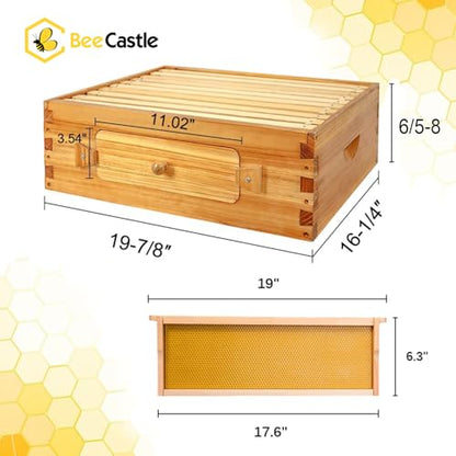 BeeCastle 10 Frame Medium Bee Hive Box, Langstroth Beehive Box, Beeswax Coated Medium Bee Box Sections of Wood for Beehives with Beehive Frames and Beeswaxed Foundations(Unassembled) - size: 1 Super Box