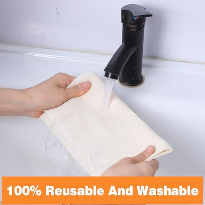 25 PCS Reusable Cheese Cloths, 20 x 20 Inches Hemmed Cloths for Straining Liquid, Unbleached Strainer for Cooking, Baking, Juicing, Cheese Making