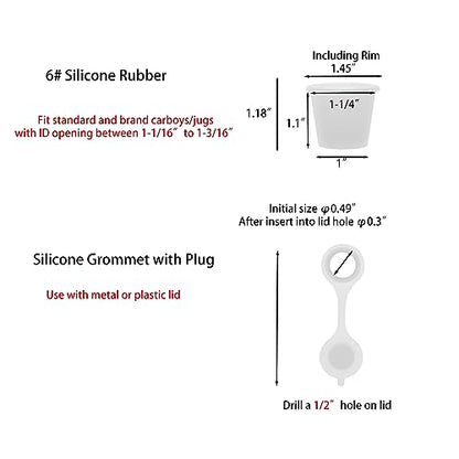 Airlock Set Three-Piece Airlock Drilled #6 Stopper and Grommet for Fermentation, Brewing Wine, Beer Making, Sauerkraut, Pickles, Etc. (3 Pack)