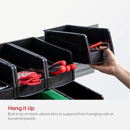 IRIS USA Extra Large Stackable Storage Bins, 6-Pack, 13"L x 10"W x 8"H, |Made in USA|, Plastic Open Front Shelf Bin for Organizing Parts, Hardware, Tools, Supplies, Garage Shelf, Pantry - Black - size: X Large - 6 Pack