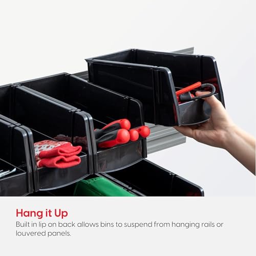 IRIS USA Small Stackable Storage Bins, 12-Pack, 7.5 x 4.5 x 3 inch, |Made in USA|, Plastic Open Front Shelf Bin for Organizing Parts, Hardware, Tools, Supplies, Garage Shelf, Pantry - Black - size: Small - 12 Pack