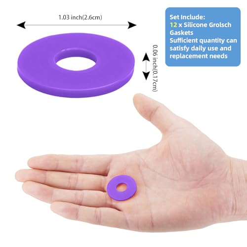 12Dopamine color Silicone Gaskets Washers Seals for Cap Swing Flip Top Bottle for Home Brew Beer Soda Bottle Sealing(flat,no cover) (Neon Purple) - color: Neon Purple