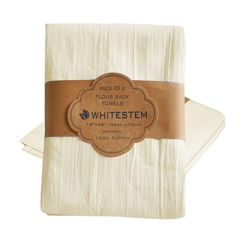 Flour Sack Towels | Tea Towel for Crafts | Kitchen Dish Cotton Blank Towel for Embroidery | Baking Bread Proofing Linen Cover | Thick Absorbent Quick Dry | 2 Pack 18"x28" Natural - color: Natural, size: 18"x28" - 2 Pack