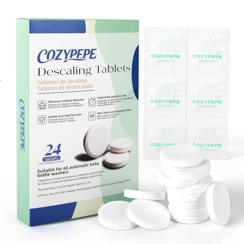 Descaling Tablets for Bottle Washer, 24 Count – Universal Fit Most Bottle Washer Models – Effective for Removing Milk & Limescale, Works with Washer, Warmer, Sterilizer & Formula Maker
