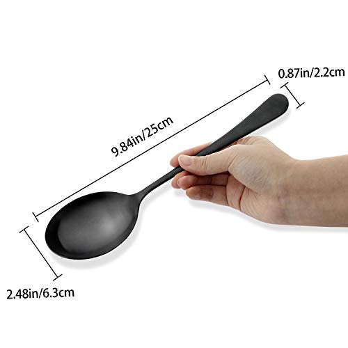 Serving Spoons, Matte Black X-Large Spoons, 6 Pieces 9.8 Inches Serving Tablespoons, AOOSY Stainless Steel Solid Buffet Banquet Flatware Kitchen Basics Serving Spoon Big Ladle Spoon - color: 6Pcs-Silver Large Serving Spoons