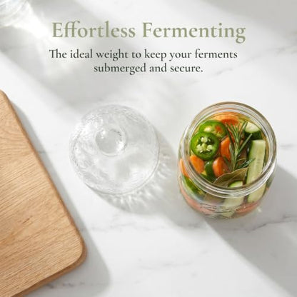 Operitacx Fermentation Glass Weights: Easy Grip Handle Fermenting Weights for Pickling - 229g - 2.87inch Wide Mouth Canning Fermenting Pickling Sourkrout Fermentation - size: 7.30X7.30X5.00CM