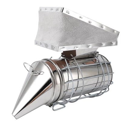 Stainless Steel Bee Smoker for Beekeeping with Heat, Lightweight Beekeeper Tool, Solid Wood, Stable Smoke, Easy to Carry, Calm Bees, Avoid Attacks, Excellent Airflow (Silver) - color: Silver