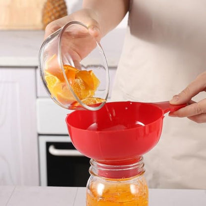 Wide Mouth Plastic Funnel – Canning Funnel for Mason Jars, Transfer Liquid Dry Ingredients Oil Coffee Beans Spice Blends, Kitchen Accessory for Filling Bottles Bags (Red) - color: Red