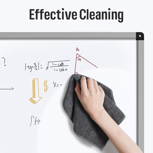 loukin Dry Erase Cloth with Detachable Magnet, Magnetic Whiteboard Cloth, Microfiber Cleaning Cloth for Classroom, Home and Office, Gray, 12'' x 12''