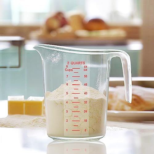 Amazing Abby - Melissa - 64-Ounce Plastic Measuring Pitcher (2-Pack), 8-Cup (2-Quart) Food-Grade Measuring Jug, Unbreakable, Stackable, Dishwasher-Safe, Great for Oil, Vinegar, Flour, and More - style: 2-Pack