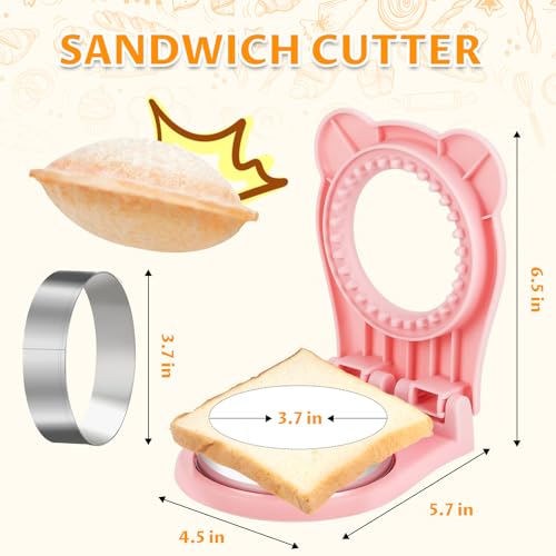 CHICHAUS Uncrustable Sandwich Maker,Sandwiches Pocket Circle Shape 3.7Inch Sandwich Cutter and Sealer,Sandwich Cutter for Kids Breakfast and lunchboxes (Pink) - color: Pink