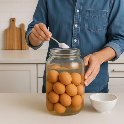 kitchentoolz 1 Gallon Glass Mason Jar with Airtight Lid for Water Glassing Eggs & Pickled Egg with Pickling Lime– Wide Mouth, BPA-Free, Made in USA – 2 Pack