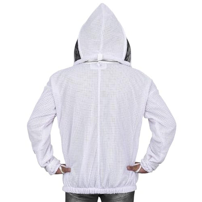 Beekeeping Jacket with Veil 3-Layer Ultra Ventilated Veil Fencing YKK Zippers Full Protection Suit Carrying Bag (BP-301-White)-L - color: White Fencing Veil, size: L