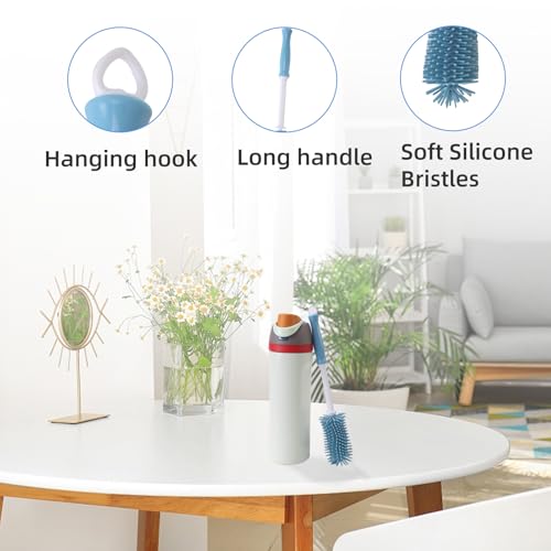 Water Bottle Cleaner Kit for Owala 24/32/40oz,3 Pack | Extra Long Silicone Bottle Brush,Bendable Stainless Steel Straw Cleaner,Compatible with Owala Accessories