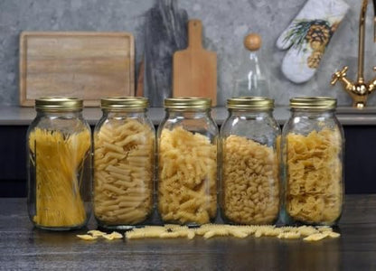 Wide Mouth Half Gallon Mason Jars, 64 oz, Glass, 6-Pack, with Lids and Rings, for Canning and Pantry Storage