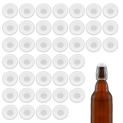 40 PCS Silicone Gaskets Washers Seals for Swing Flip Top Bottles, Replacement Caps Sealing Rings, Airtight Leakproof for Home Brew Beer, Soda, Beverage Bottles (White Cap Full Cover) - color: White Cap Full Cover