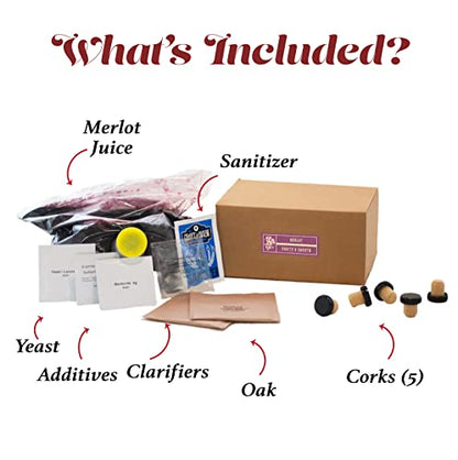 Craft A Brew - Merlot Wine Recipe Kit - 1 Gallon - Ingredients for Home Brewing Wine - Wine Making Ingredients and Supplies - style: Merlot