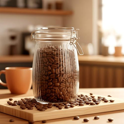 32 oz Glass Mason Jars with Airtight Lid 6 Pack, Wide Mouth Striped Canning Jars with Clip Top Lids for Kitchen Storage Pickling Snack, Nut, Candy, Salad Jams Coffee Beans - size: 32oz