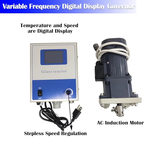 20L Double-Layer Glass Reactor Lab Jacketed Glass Reactor with Digital Display & Stepless Speed Regulation, Chemical Reaction Vessel for Chemical Reaction, Distillation and Synthesis