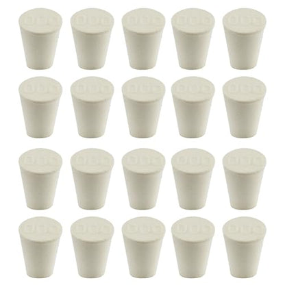 White Tapered Shaped Solid Rubber Stopper, Size 000#" 0.5x0.3x0.7inch / 13x8x17mm, 20 per Package - size: 000#,20pcs