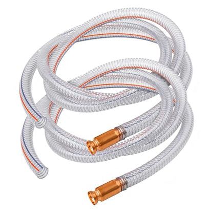 2PCS 8.2FT 1" Heavy Duty Gas Siphon Hose, Self-Priming Fuel Transfer Pump | Jiggler Siphon with Brass Valve & Metal Clamp, Transfer Hose for Gasoline, Fish Tank Water Changes, Boats, ATVs & Tractors - size: 1"ID x 2Pcs