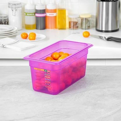 Restaurantware Food Storage Container 1 Pack of 5.6 qt Plastic Stackable Microwave-Safe Bin Dishwasher Safe Freezer Safe Purple Containers for Kitchen Storage - size: 1/3 Size