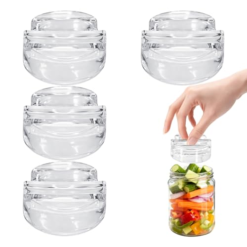 4Pcs Fermentation Glass Weights for Wide Mouth Jars - Pickle Bottles with Sealing Lids for Efficient Fermenting - Durable, Transparent Fermenting Lids and Weights for Sauerkraut, Kimchi (F Stripes) - size: F Stripes
