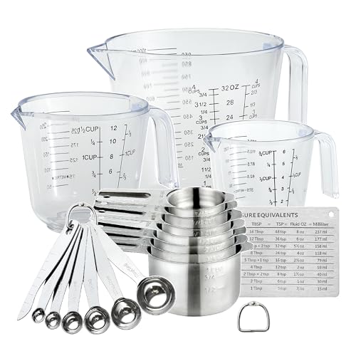 20PCS Measuring Cups and Spoons Set, Mituer Stainless Steel Nesting Kitchen Cooking Baking Measuring Set for Dry and Liquid Ingredients