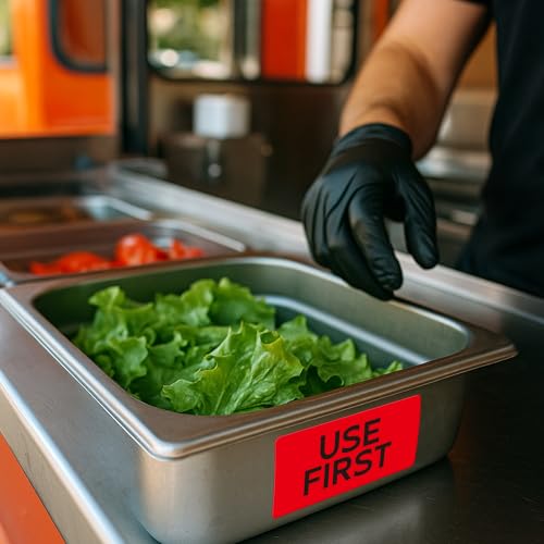 Use First Stickers Food Service Inventory Control FIFO Food Labels 4 x 2 Inch Adhesive Removable Waterproof Freezer Stickers for Restaurant Kitchen Pantry Warehouse Home Rotation 500 Pcs (Red)
