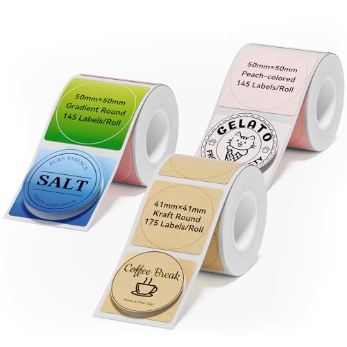 NIIMBOT Thermal Label Tape 3 Rolls, Compatible with B1/B2/B21/B31 Label Maker, Multi-Size Pack (50x50mm, 41x41mm) for Cosmetics, Jars, Gifts, Logos & Files Organization Stickers - color: 50x50mm/41x41mm-mix D