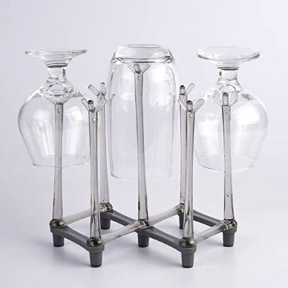 Retractable Cup Drying Rack, Drinking Glass Drainer Stand, Baby Bottle & Sports Bottle Draining Organizer, Countertop Mug Tree, Mugs Tea Cups Storage Rack with Non-Slip Bottom, PP Material, Gray-1 Pcs