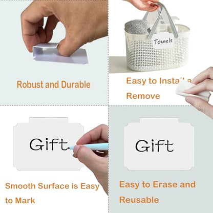 Erasable Label Holders Kit - 20 White PVC Bin Clips & 2 Chalk Markers for Organizing Storage Bins, Baskets, Containers - style: Rectangular 20 (White)