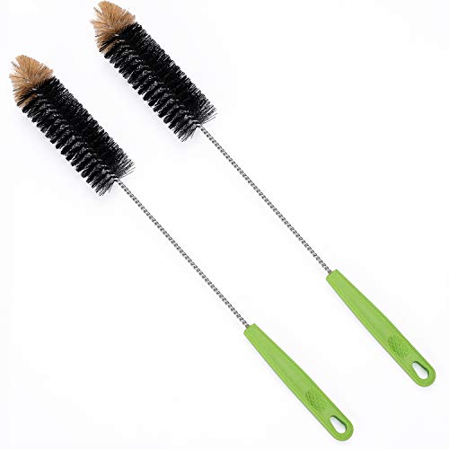 Long Bottle Brush, 17 in Bendable Cleaner Brushes for Cleaning Neck Beer Bottles, Wine, Baby Bottles, Water Bottles, Tumblers, Flask, Bird Feeder, Vase and Brewing Supplies black/2Pack - color: Black/2pcs