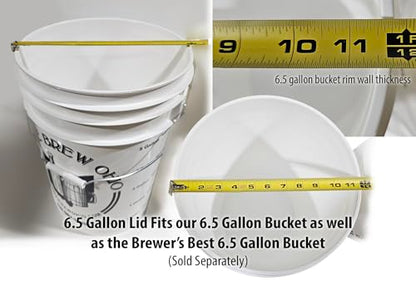 6.5 Gallon Plastic Drilled and Grommeted Lid Fits 6.5 Gallon Fermenters