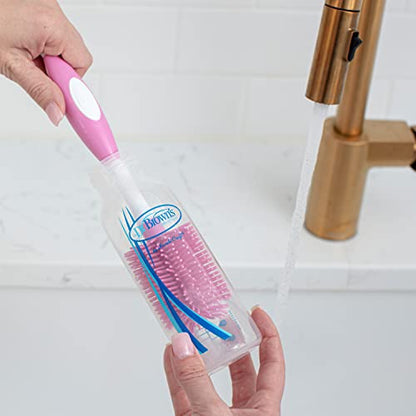 Dr. Brown's Soft Touch No Scratch Baby Bottle Cleaning Brush Nipple Cleaner with Stand and Storage Clip, BPA Free, Pink 1-Pack - style: Pink