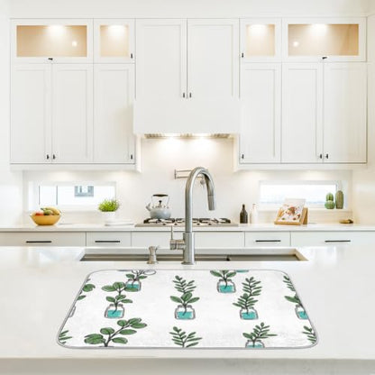 Mason Jar Plant Microfiber Dish Drying Mat Absorbent Non-Slip Fast Drying for Kitchen Counter 18"x24" - size: 18" x 24"
