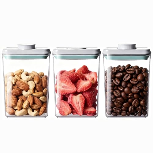 Pop Food Storage Containers Set Airtight Food Storage Containers with Pop Lids, Kitchen Pantry Organization and Storage, Cereal, Rice, Flour, Pasta & Snack Container, BPA Free, 3 x 1.2Qt - color: gray, 3*1.2qt