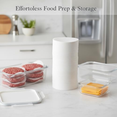 Food Separation Paper Sheets, Silicone Coated Parchment for Freezer Storage, Non-Stick Liner for Burgers Cheese and Baked Goods, Pre-Cut White Sheets, 500 Count (500-Pack) - size: 7.87 x 4.72 x 2.36 in