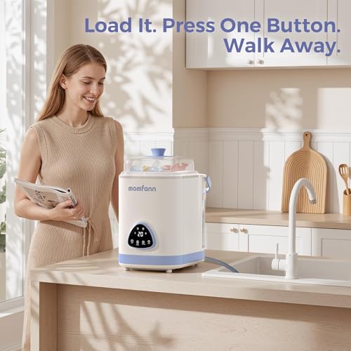 MOMFANN EasePure Pro Baby Bottle Washer, Upgraded 4-in-1 Bottle Washer and Sterilizer and Dryer, Deep Clean for Bottles, Pump Parts & Baby Essentials, Time-Saving Effortless Baby Care - size: Standard