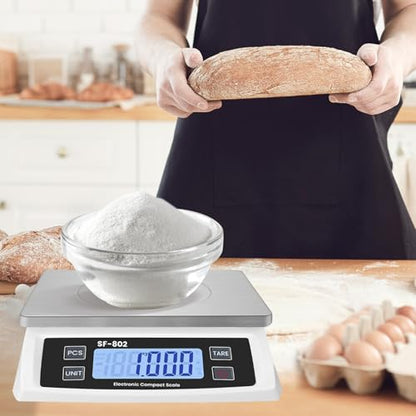 Large Digital Kitchen Scale 30kg/66lb Food Scale for Baking Cooking Stainless Bread Scale with LCD Display Counting Scales for Coins Adapter Included(Stainless White) - color: Stainless white
